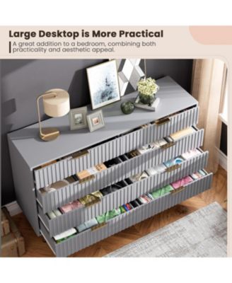 8-Drawer Modern Fluted Dresser, 55 Inch Wide Chest, Deep Drawers, Large Organizer for Bedroom, Living Room, Kids Room