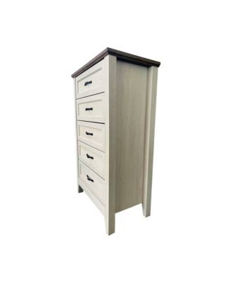 5-Drawer Vintage Wood Dresser, Tall Modern Storage Organizer for Closet, Living Room, Bedroom, Nursery, Hallway