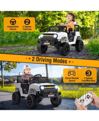 Kids 12V Electric Ride On Truck with Remote Control LED Lights and Music for Ages 3 and Up
