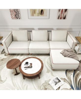Modular Sectional Sofa, Removable & Washable, Ultra-Soft Linen Sofa, Extra-Large White Living Room Sofa
