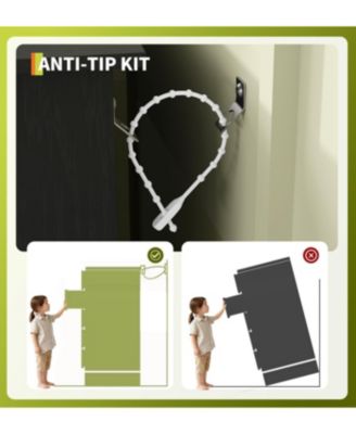 5 Drawer Wooden Dressers for Bedroom with LED Lights & Charging Station