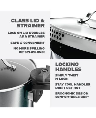   5 Qt. Stainless Steel Pasta Pot with Twist and Lock Handles