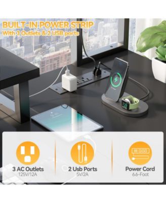 49'' Small L Shaped Desk with Hutch, Reversible Computer Gaming Desk with Outlet and LED Strip