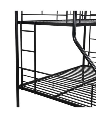 Twin Over Full Metal Bunk Bed Black, No Box Spring Needed, Large Under Bed Storage, Easy Assemble