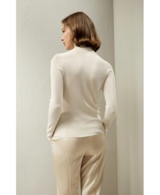 Women's Seamless Silk-Cashmere Blend Turtleneck Sweater