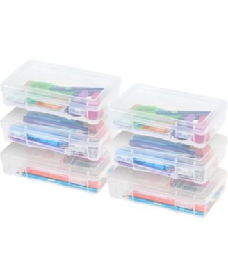 USA Pencil Case Box Storage Organizer for Beads, Pens, and Art Supplies, Clear, Medium, 6 Pack