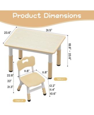 Adjustable Kids Table & 4 Ergonomic Chairs Set, Multi-Activity Graffiti Desktop, Non-Slip, Ages 2-8, Home, Preschool