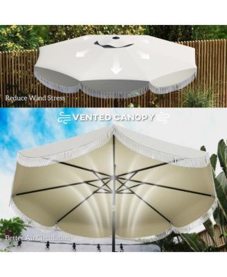 8.8ft Vented Patio Table Umbrella Outdoor Umbrella with Crank 8 Ribs Push Button Tilt