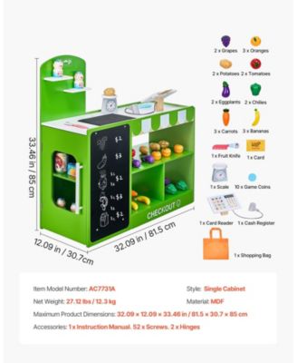 Wooden Grocery Store Playset for Kids with Accessories and Pretend Shopping Features