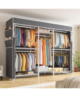 Clothing Rack with Cover Heavy Duty Clothes Rack with Shelves,Portable, Adjustable,Metal,Max Load 900lbs