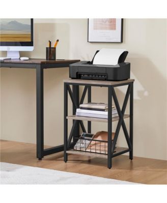 3-Tier Side End Table with Shelf, X-Shaped Side Coffee Snack Table