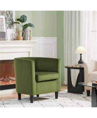 Yaheetch Single Piece Velvet Fabric Barrel-shaped Upholstered Accent Arm Chair