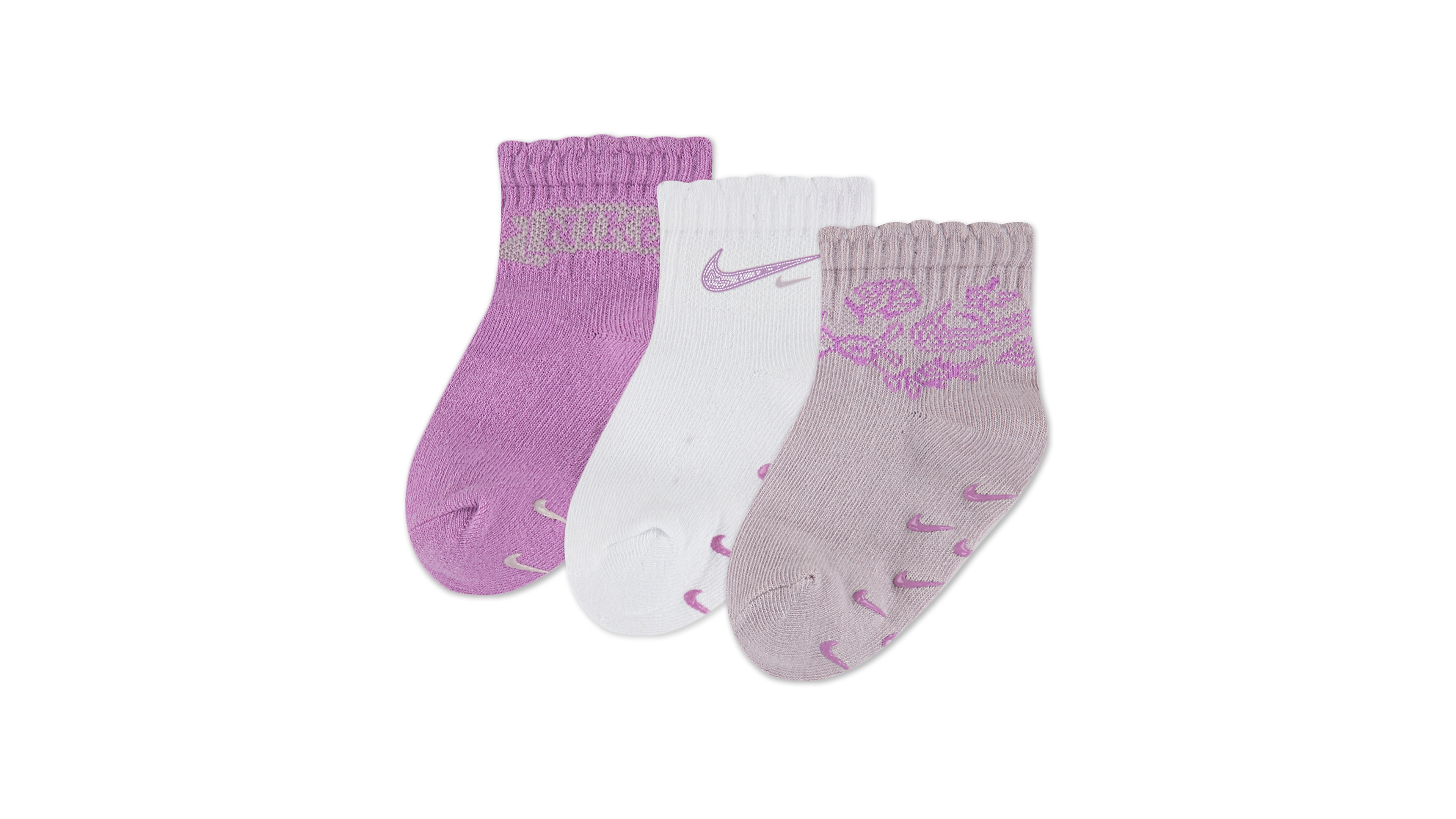 Nike Baby Girls' Lace It Up Scalloped Ankle Socks, 3-Pack