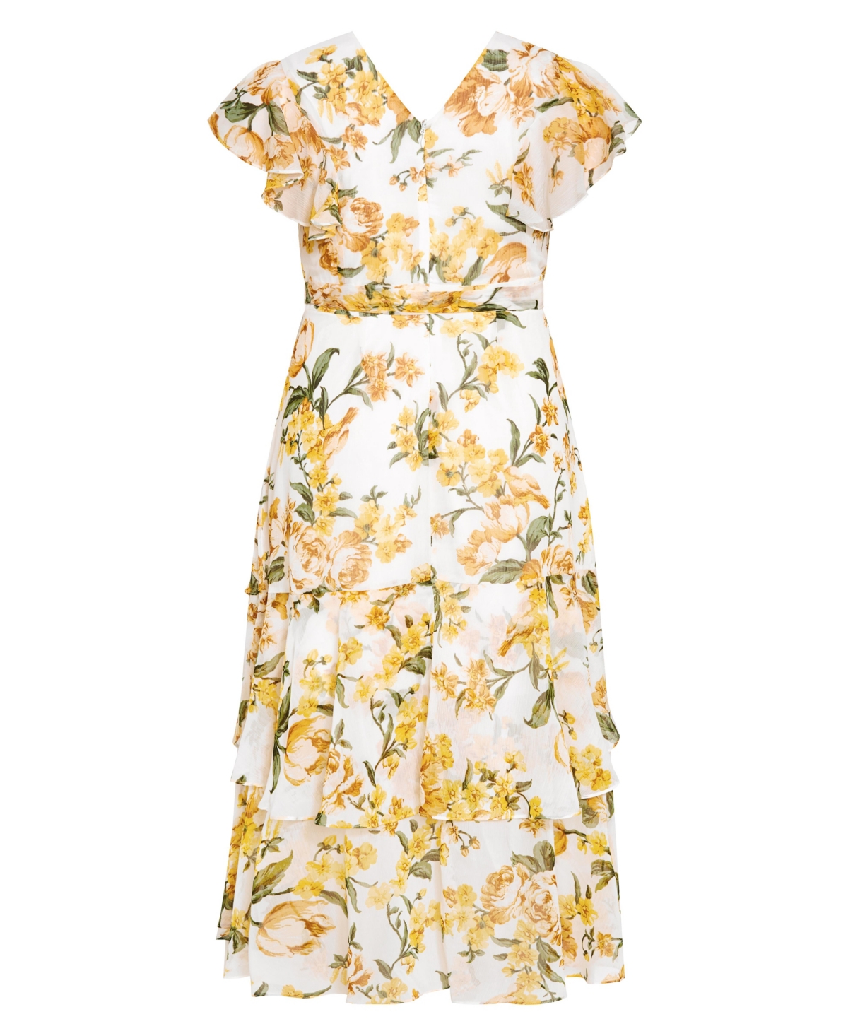 City Chic Plus Flirty Tier Print Maxi Dress