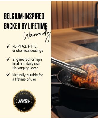 Nori Enameled Cast Iron Grill Pan 11" - Nonstick, Oven Safe and Made without PFAS, PFOA & PTFE - Induction and All Stovetop Compatible