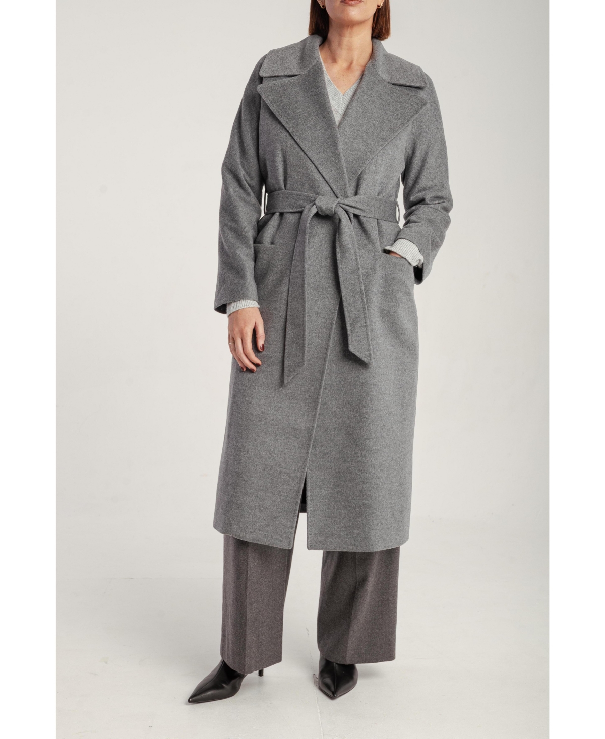 1982 Women's Pure Cashmere Wrap Belted Midi Coat