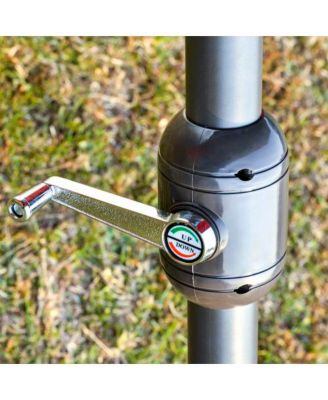 Outsunny 15ft Rectangular Patio Umbrella Steel Outdoor Double Sided Market Umbrella with Base Beige