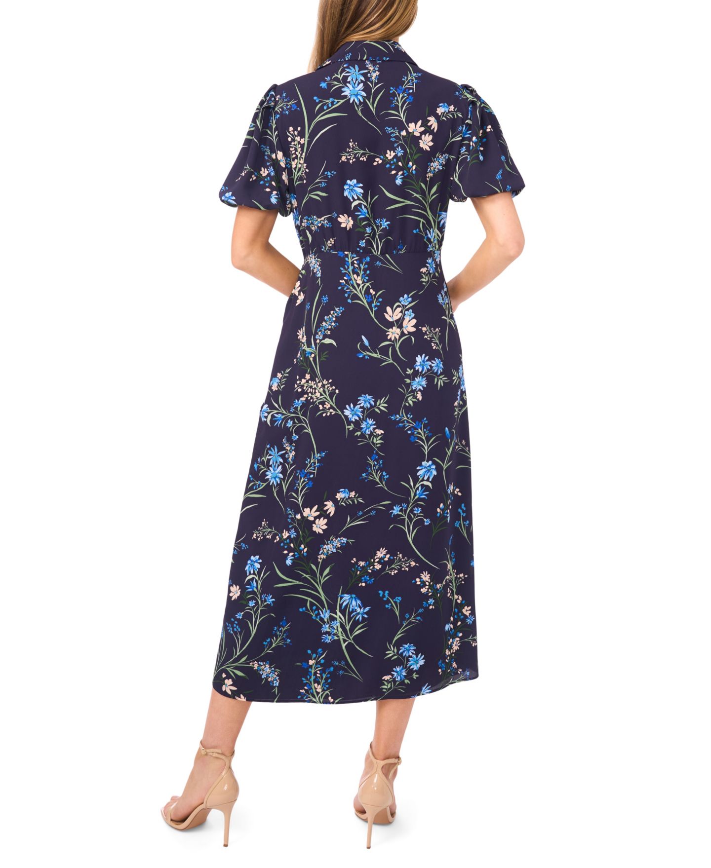 Женское платье CeCe Button-Front Midi Shirt Dress, цвет: Тёмно-синий — фото 3