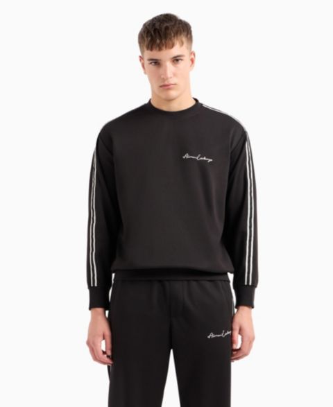 Мужская толстовка A|X Armani Exchange Striped Sleeve Logo, цвет: Чёрный