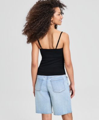 And Now This Women's Seamless Lace-Trim Rib-Knit Tank Top