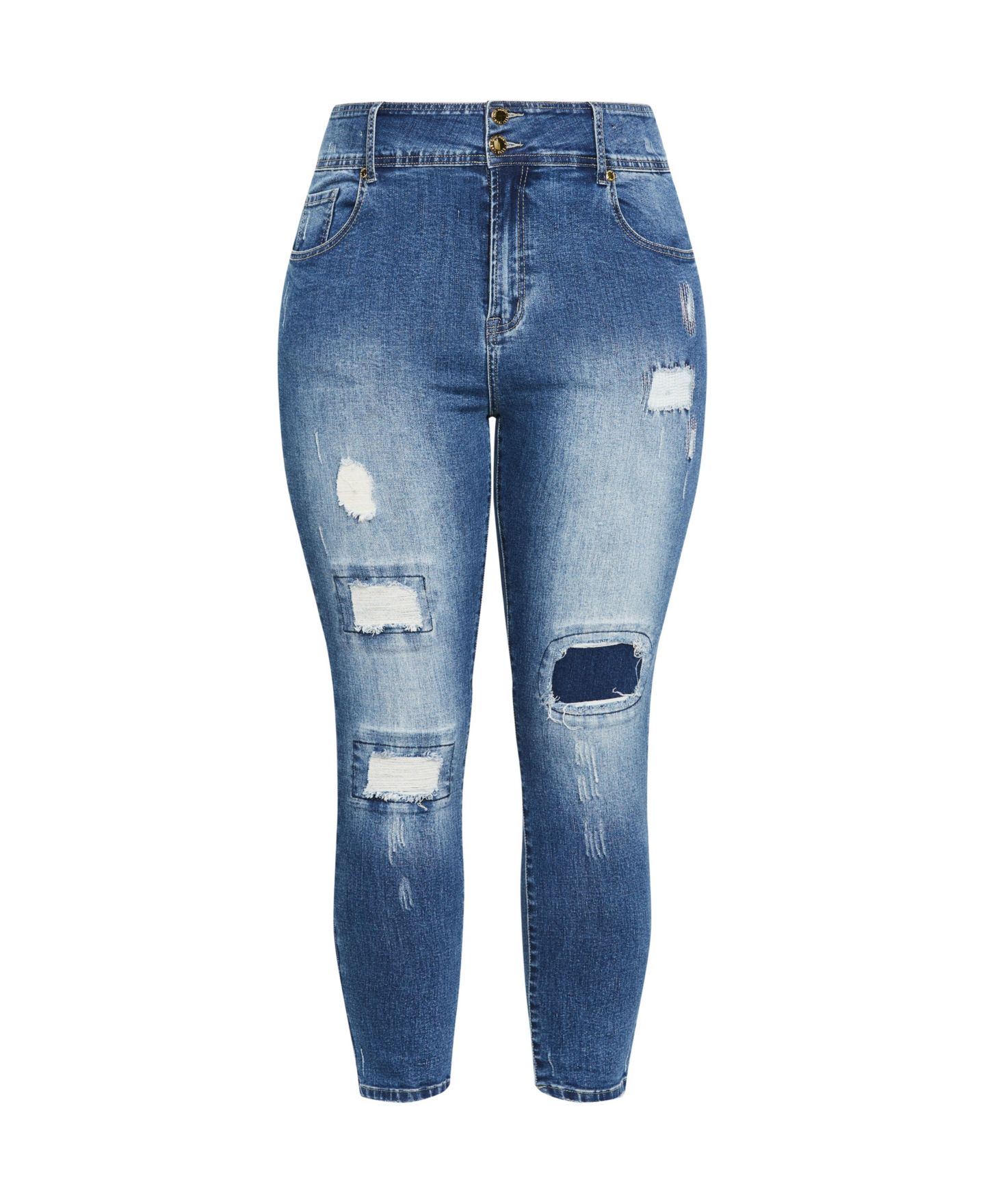 Женские джинсы CITY CHIC Plus Size Patched Apple Skinny Jean, цвет: Джинсовый — фото 4