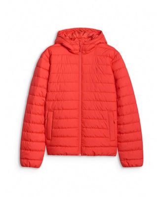 Men's down jacket with synthetic filling - red