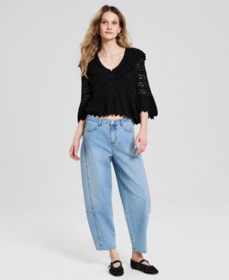 Women's Pointelle-Knit Cape-Back Cardigan