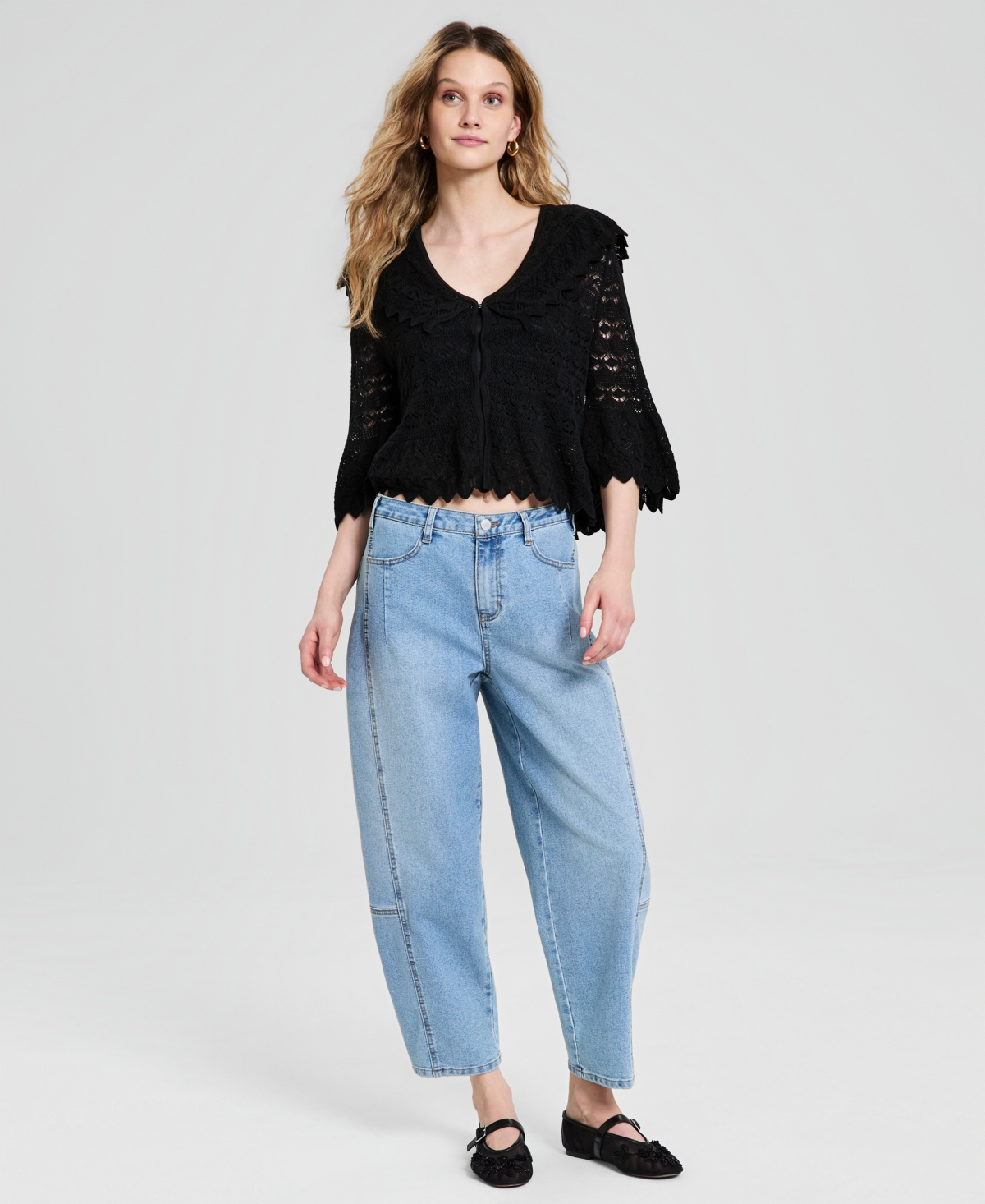 And Now This Women's Pointelle-Knit Cape-Back Cardigan, Macy's Exclusive