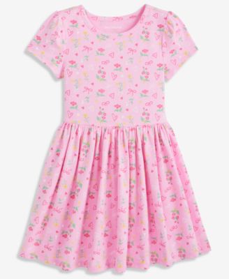 Girls' 12M-5T Hearts & Bows Printed Dress