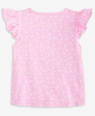 Girls' Toddler 12M-5T Floral-Print Cotton Tie-Front T-Shirt
