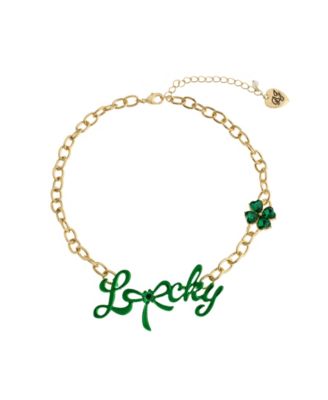 Faux Stone Paddy's Princess Lucky Bib Necklace