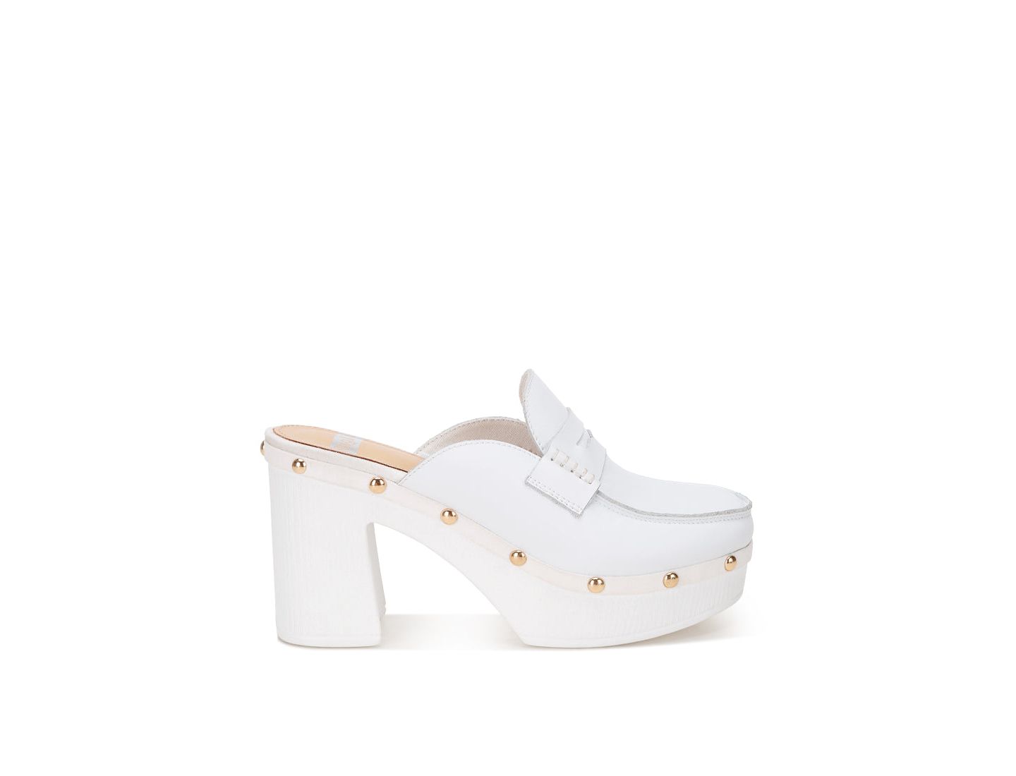 Женские сабо Rag & Co Lyrac Leather Platform, цвет: Белый кожаный — фото 1