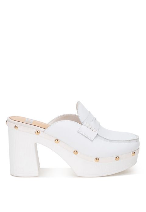 Женские сабо Rag & Co Lyrac Leather Platform, цвет: Белый кожаный
