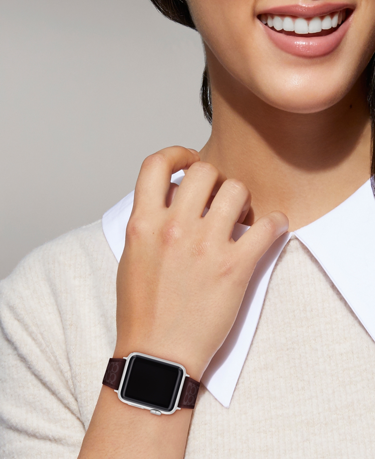 Coach Women's Black Currant Sig C Silicone Apple Watch, Strap 38mm, 40mm, 41mm