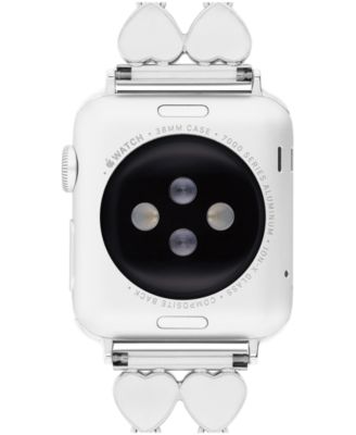 Women's Silver Tone Stainless Steel With Crystals Heart Apple Watch, Strap 38mm, 40mm, 41mm