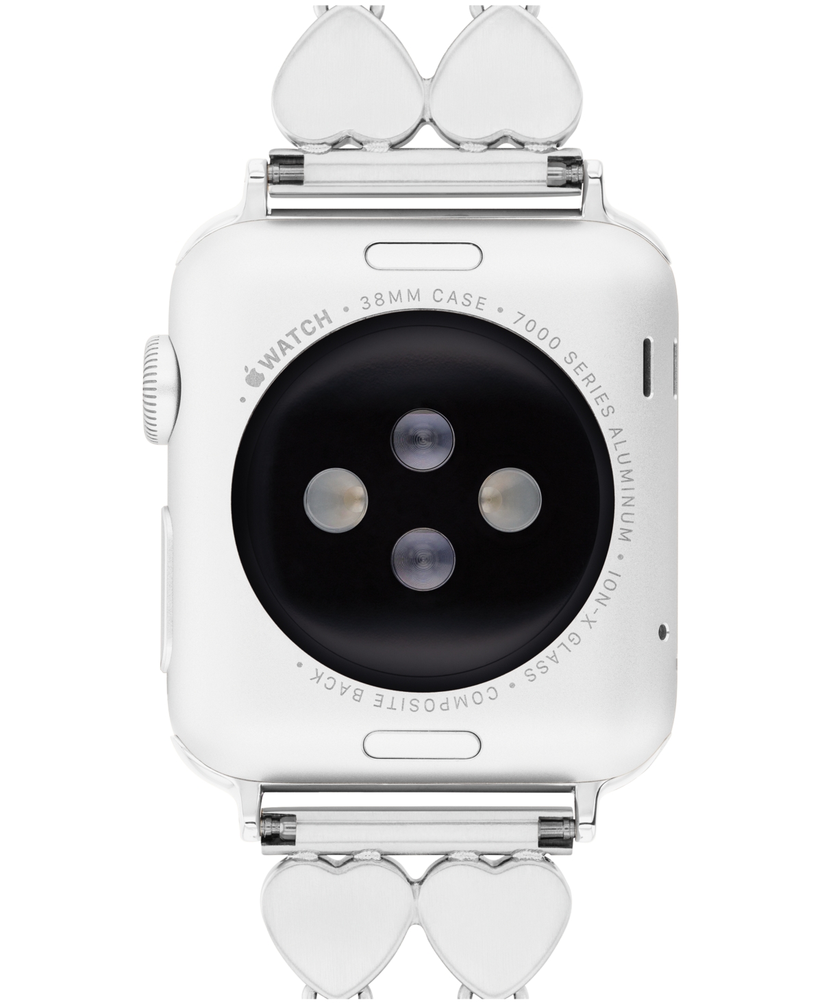 Coach Women's Silver Tone Stainless Steel With Crystals Heart Apple Watch, Strap 38mm, 40mm, 41mm