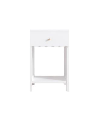 Modern Nightstand with Drawer and Open Shelf, Bedside Table for Bedroom, Cute Minimalist Side Table for Kids Room or Girls' Room