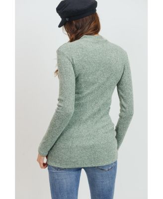 Maternity Mock Neck Long Sleeve Ribbed Top