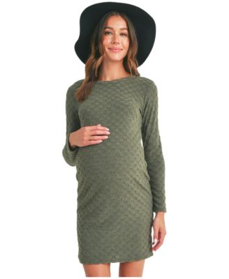 Women's Round Neck Long Sleeve Textured Knit Dress