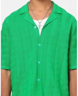 Men's Lorenzo Knit Button Up Shirt Green