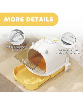 Cat Litter Box, Cove Kitty Litter Box with Lid, Scoop,