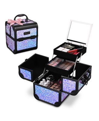 2-Piece Makeup Train Case Cosmetic Organizer Kit