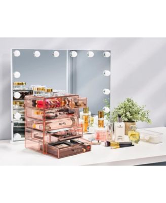 6 Drawer Clear Organizer Case for Cosmetics, Makeup and Jewelry (4 Large, 2 Small Drawers)