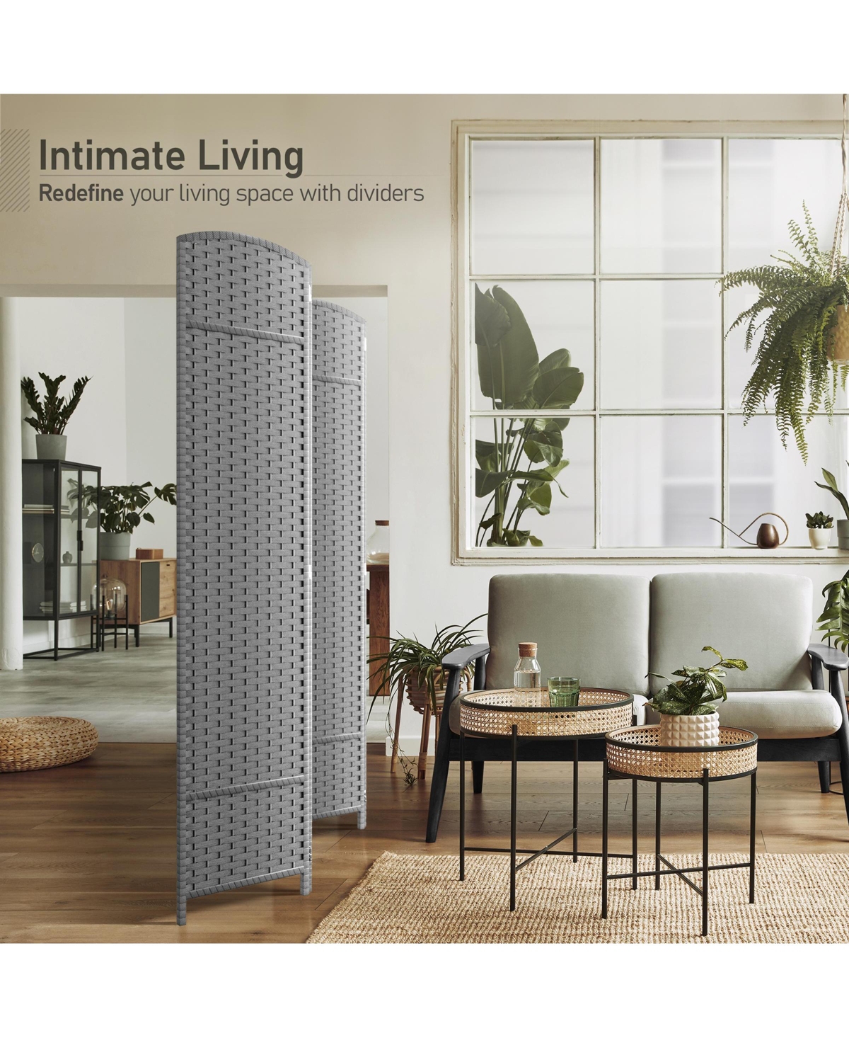 Sorbus 4 Panel Room Divider Panel - Extra Wide Double Hinged Panels - Folding Privacy Screens