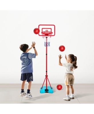 Kids Adjustable Basketball Hoop Set with Height Adjustment and Indoor Outdoor Play Accessories