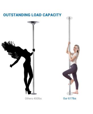 3 Pack 9.25 FT Spinning Static Dancing Pole Kit for Fitness Studio Club Silver