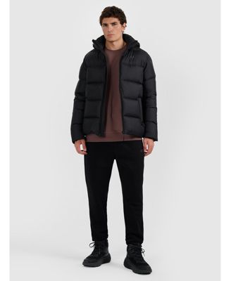 Men's down jacket with natural filling - black