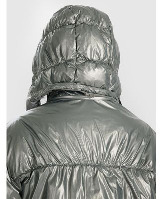 Women's down jacket with synthetic filling - silver