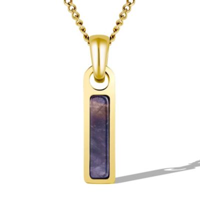 Men's Birthstone Tag Necklace - Gold Pendant