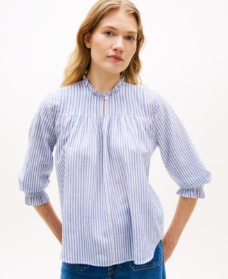Women's Pin Tuck Cambric Ruffle Collar Blouse